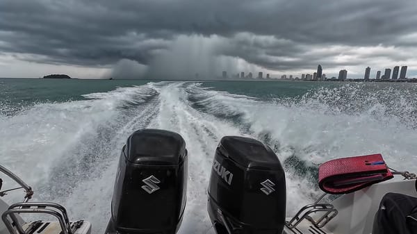 Use the uploaded boat footage as the exact motion, framing, camera angle, subject layout, speed…