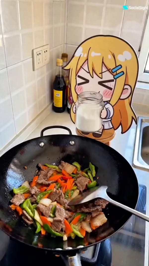 【Style】 Live-Action + Flat 2D Sticker Composite comedy short video. First-person POV cooking vl…