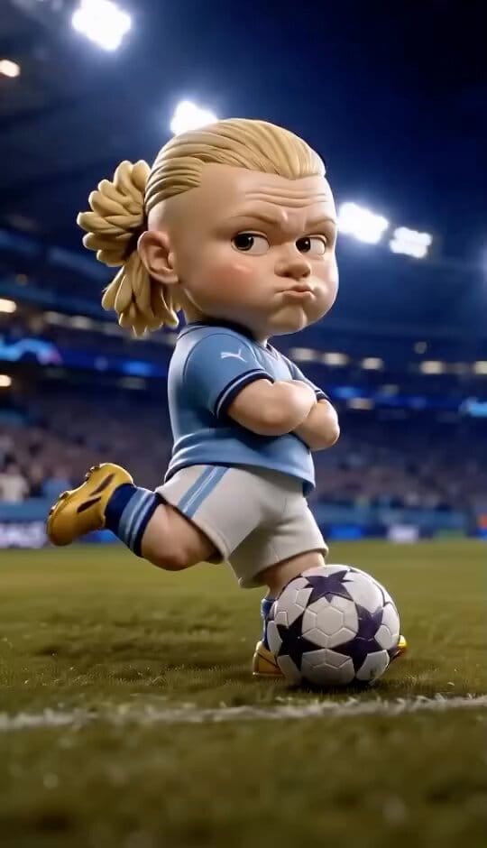 A high-end 3D Pixar-style digital animation. The subject is a cute, chubby toddler caricature o…