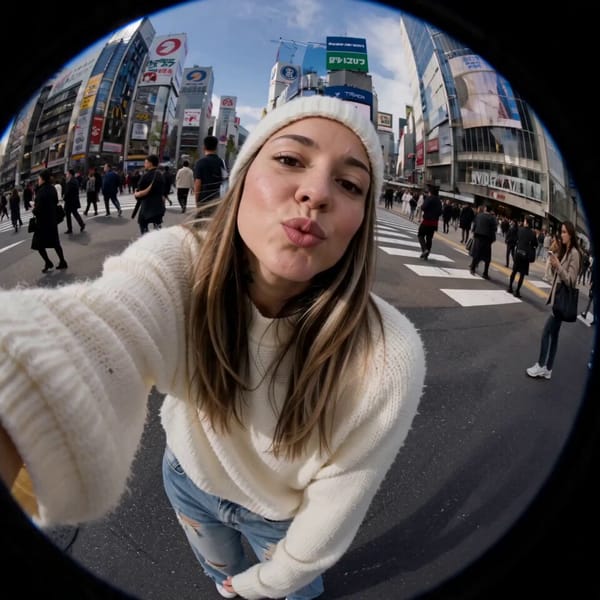 [Global Settings] Format: 1:1 Style: Fast-paced fashion showcase, fisheye lens extreme wide-ang…