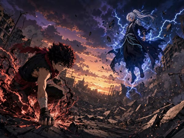 Cinematic Anime Video Scene Animate the provided first frame into a 15-second original shonen a…