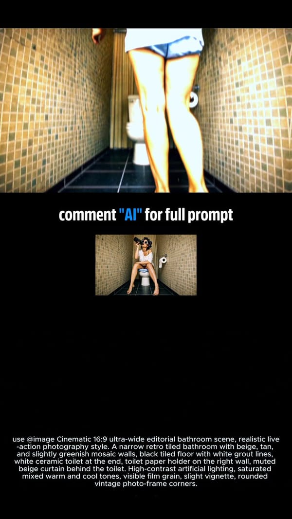 use [@ image ]Cinematic 16:9 ultra-wide editorial bathroom scene, realistic live-action photography… prompt example