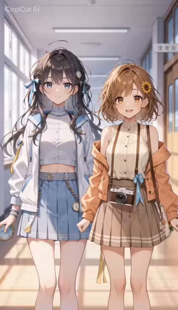 15秒、縦長9:16、TikTok風の高品質アニメ調ショートダンス動画。二人の可愛い女の子が、実在しないオリジナルの日本TikTok風ポップ楽曲に合わせて、キビキビした可愛さ重視のシンクロダ…