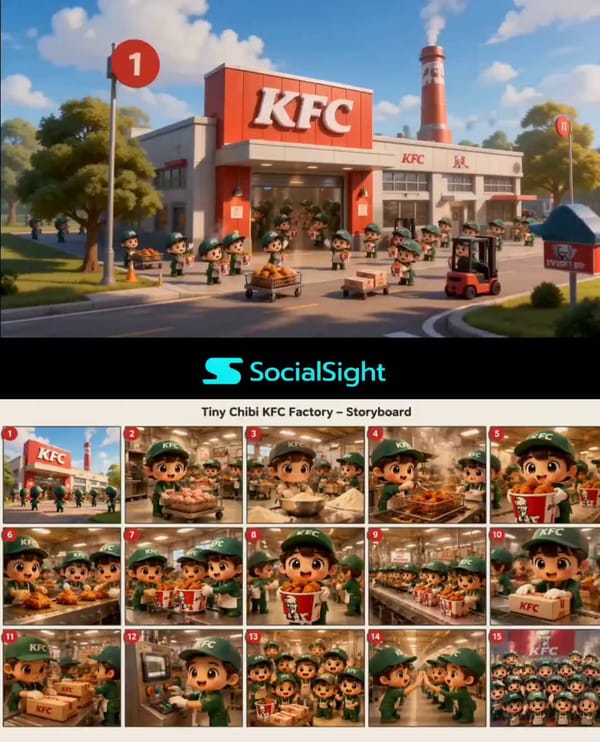 Create a heartwarming, ultra-cute 3D chibi animated commercial inside a bright, spotless fried chic… prompt example