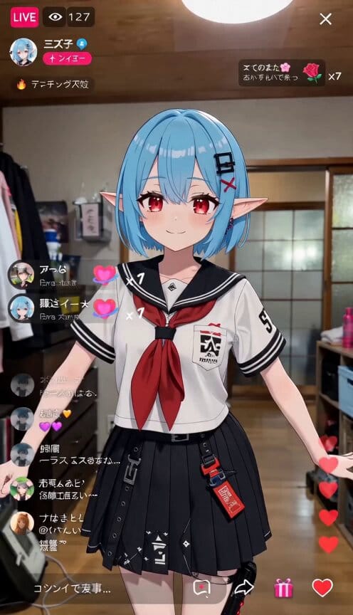 参照画像に写っているキャラクターを主人公として使用。15秒、24fps。日本のフルカラーアニメ。劇場版アニメのような高品質な作画。作画枚数多め。バズりそうな、アイドルライブ風の短尺ライブパフ…