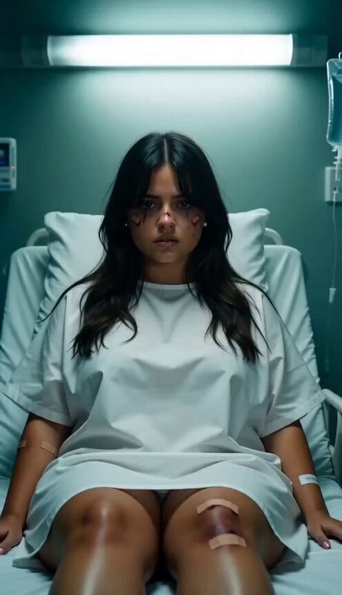 Ultra cinematic chaotic hospital music video inspired by emo punk aesthetics. A beautiful curvy…