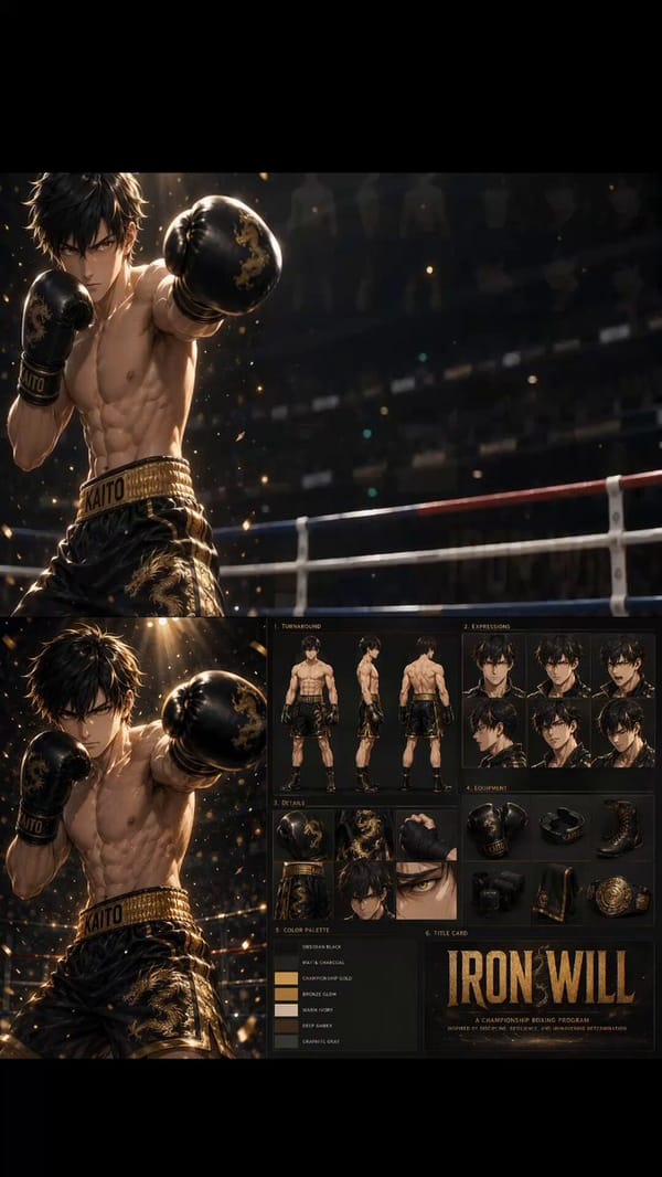 Create a hyper-cinematic continuous single-take Japanese anime-style boxing performance video i…
