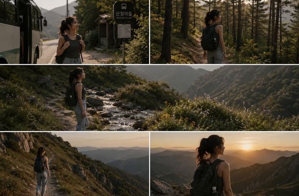 Create a 15-second cinematic video. Display the uploaded reference collage for only 0.01 second…