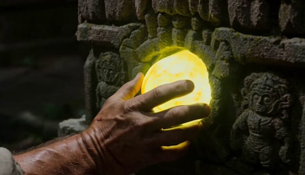 Hyper realistic cinematic fantasy action sequence, 15 seconds, 16:9. Deep inside an ancient jun…