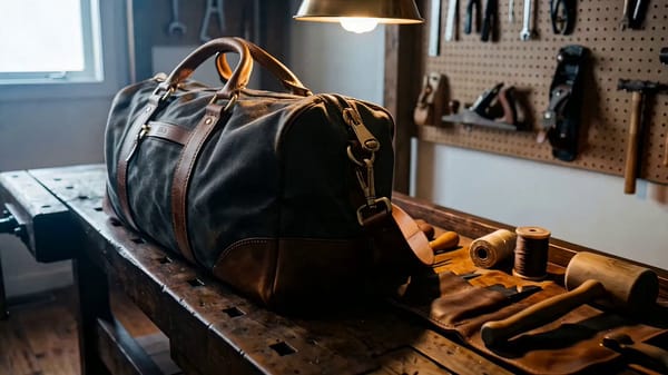 Style & Mood: Ultra-premium expedition travel goods campaign. Built, weathered, purposeful. Dee…