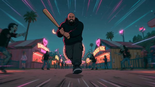 2D animated action sequence in the exact vibrant cartoon style of the provided reference image:…