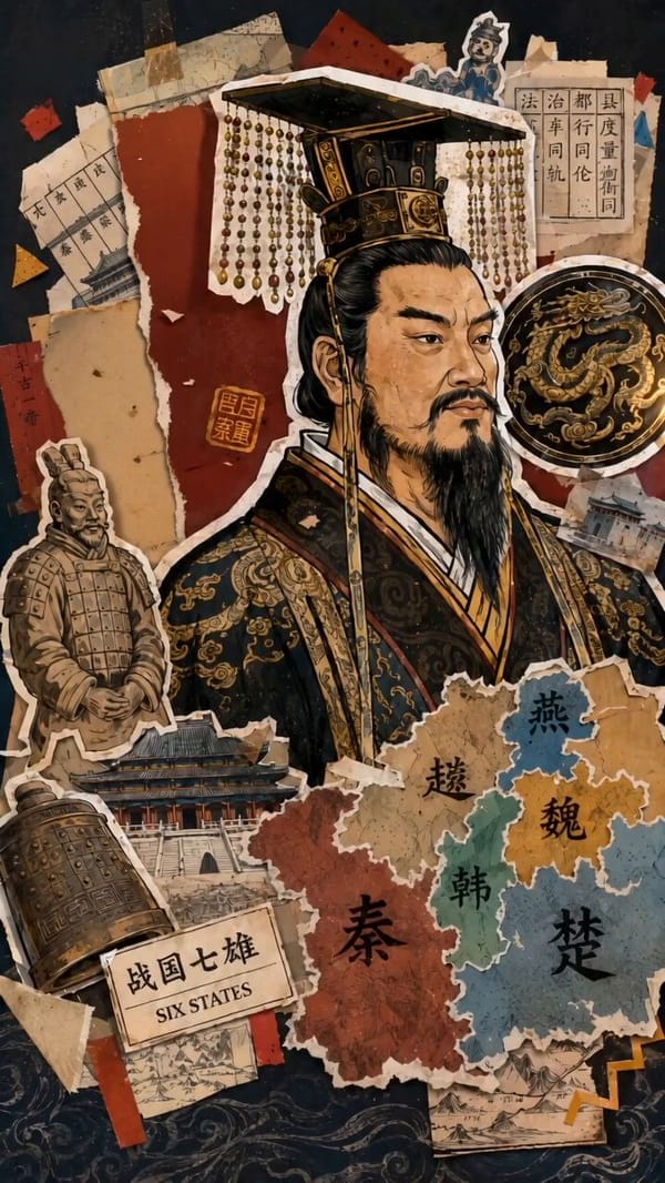 参考图作为唯一画面基础，生成 5 秒、9:16、无声图生视频。 动画要求： 保持 paper cutout / scrapbook / stop-motion 拼贴风 所有元素（人物、地图、字卡、铜… prompt example