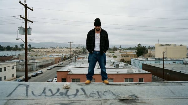 Authentic live-action cinematic footage shot on real 35mm film as one continuous dynamic tracki…