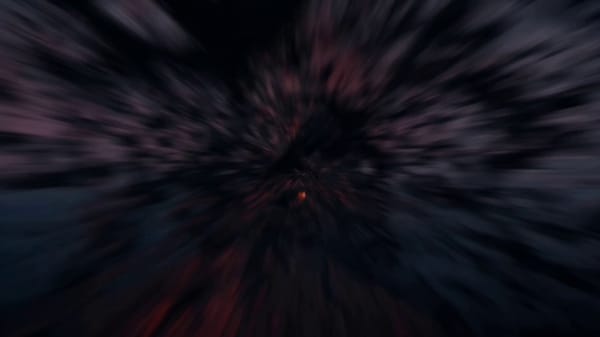 SHOT 2 (00:01-00:02) — Hero Stance EFFECT: Slow push-in (digital zoom, scale-in) + fog displace…