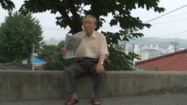 Create a 30-second ultra-realistic candid home-video sequence of an elderly Korean man in his m…