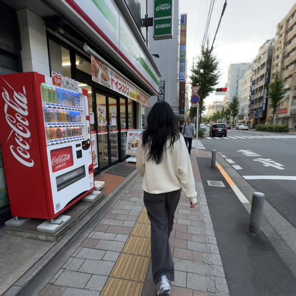 CAMERA Third person handheld smartphone camera operated by a friend walking a few steps behind…