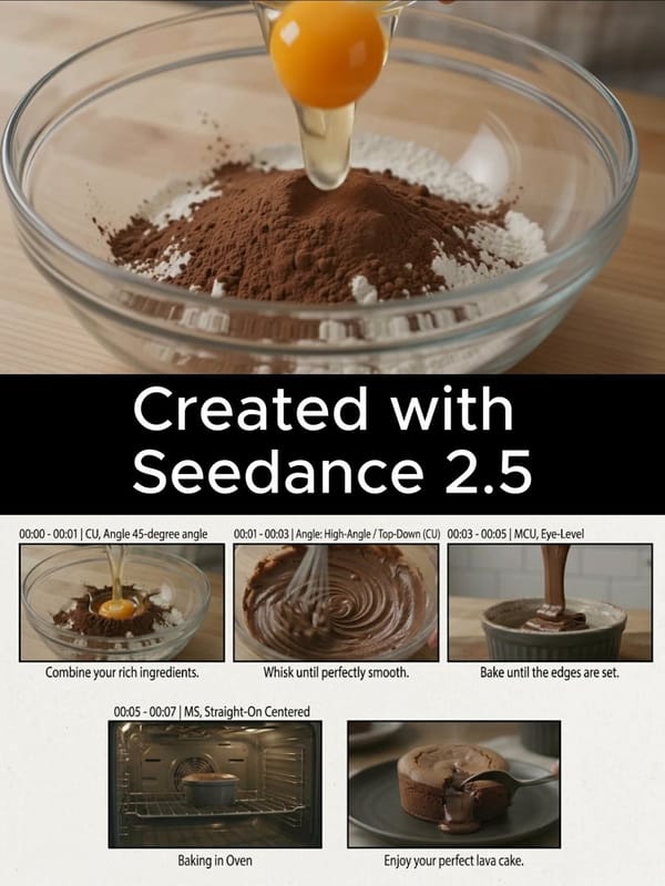 A photorealistic 10-second culinary commercial for a chocolate lava cake. Shot 1 (0:00–0:01): C…