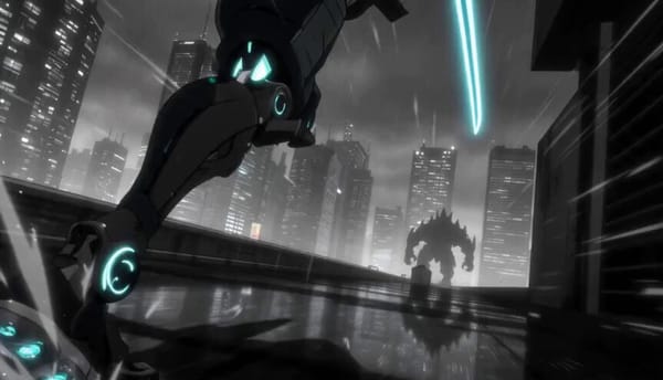 A relentless 15-second black-and-white manga action sequence set across the rooftops of a futur…