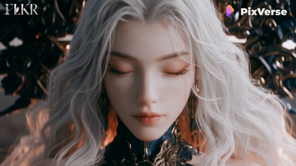 生成完整30秒、16:9、24fps、顶级半写实3D AAA终极技能VFX。使用输入图片作为唯一女主角参考：保持同一名漂亮成年中国女性、长白色波浪长发、金白黑橙神圣服装、黑金背饰与同一把长枪…