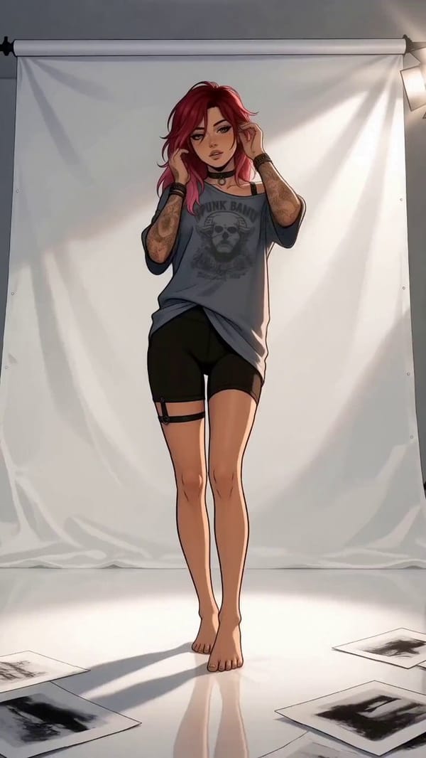 A high-fashion anime editorial film follows a woman flowing through ten precise poses. aria def…