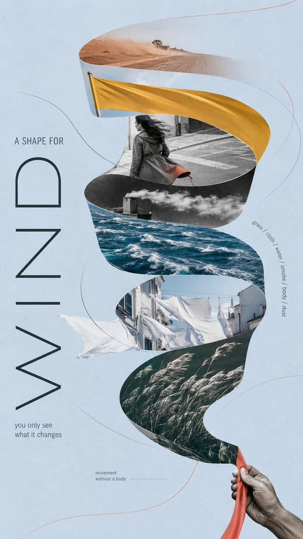 Create a 9:16 editorial poster based on a fan-shaped composition, with an emphasis on curved st…