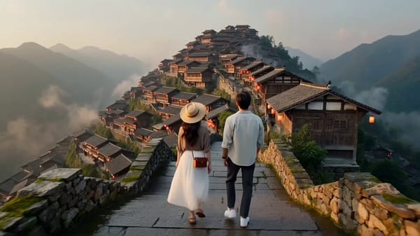 Create a 15-second ultra-realistic cinematic travel film, 16:9 vertical, 4K HDR, photorealistic…