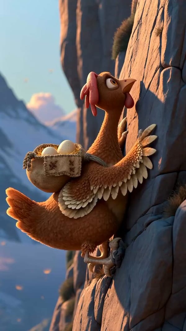 Create a cinematic 3D animated short film in a whimsical, family-friendly style. A cute, slight…