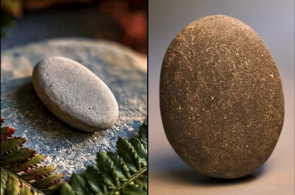 Create a realistic fast-motion time-lapse video of a person hand-painting the stone artwork sho…
