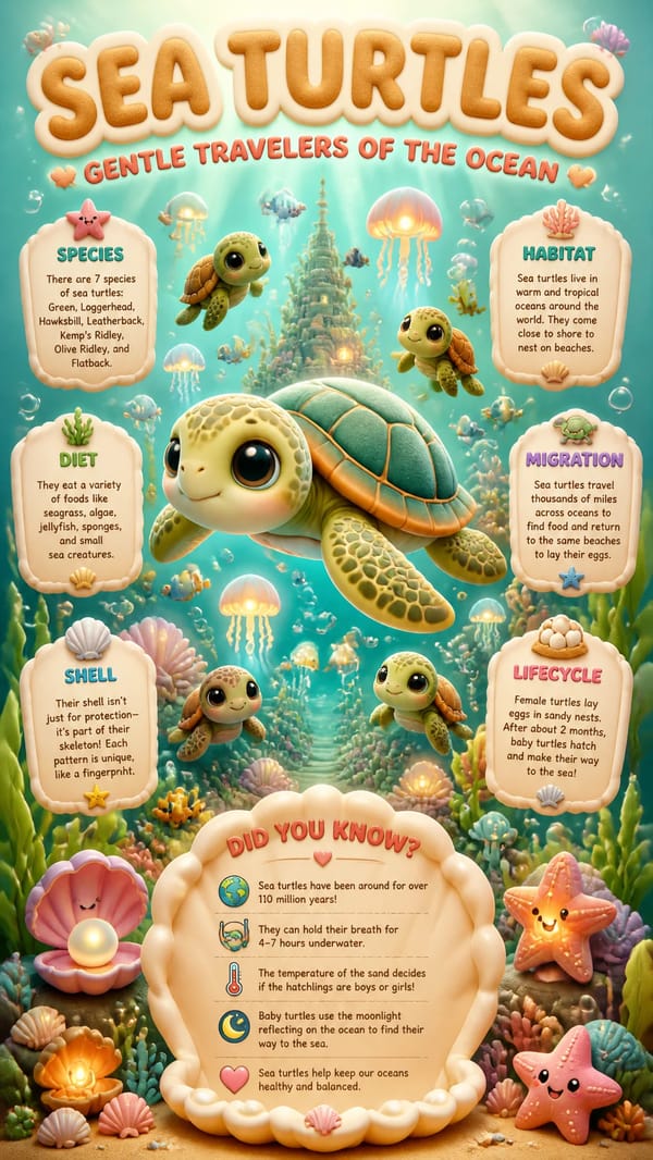 PROMPT:A magical vertical infographic poster in 9:16 format about sea turtles, designed in an ultra… prompt example