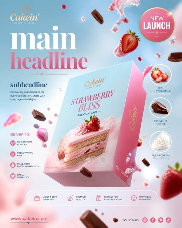 Create a premium commercial advertising poster for Cake. prompt preview