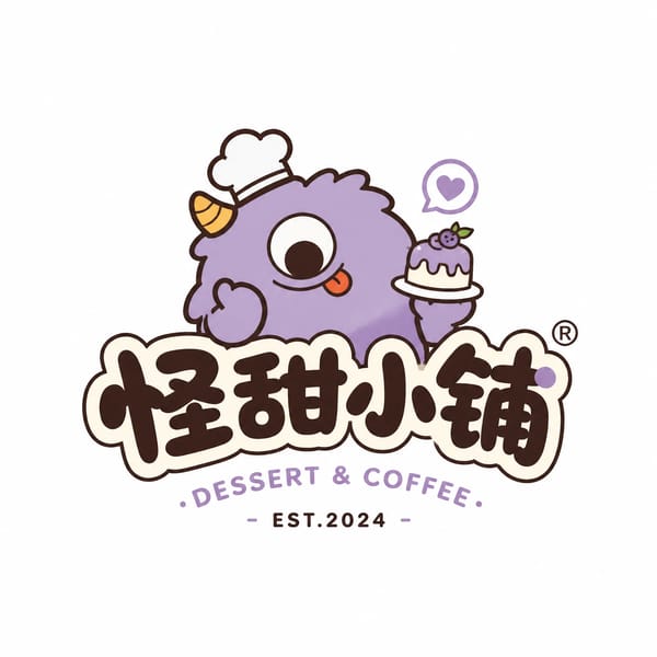 请生成一枚原创《萌怪角色字标 Logo》。 prompt example