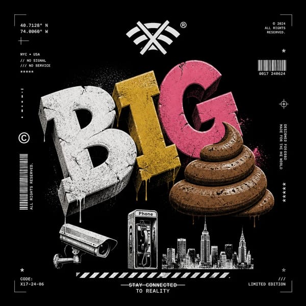 PROMPT:A premium streetwear t-shirt graphic design on a solid pure black background, a bold urb…
