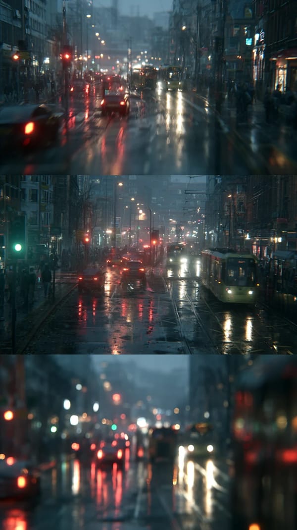 Short vertical video clip of a realistic city suddenly experiencing confusion during morning ru…