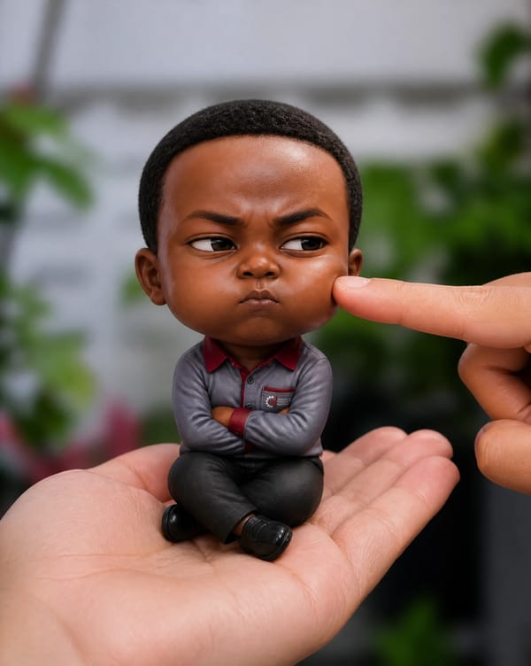 A mini chibi version of the character in the uploaded image, with a big head and small body, sittin… prompt example