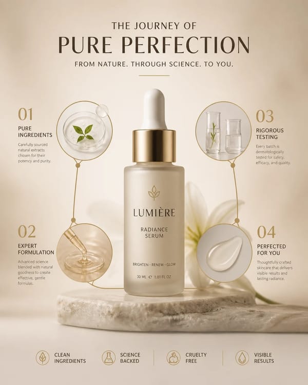 PRODUCT TIMELINE POSTERCreate a premium commercial advertising poster built around a vertical t…