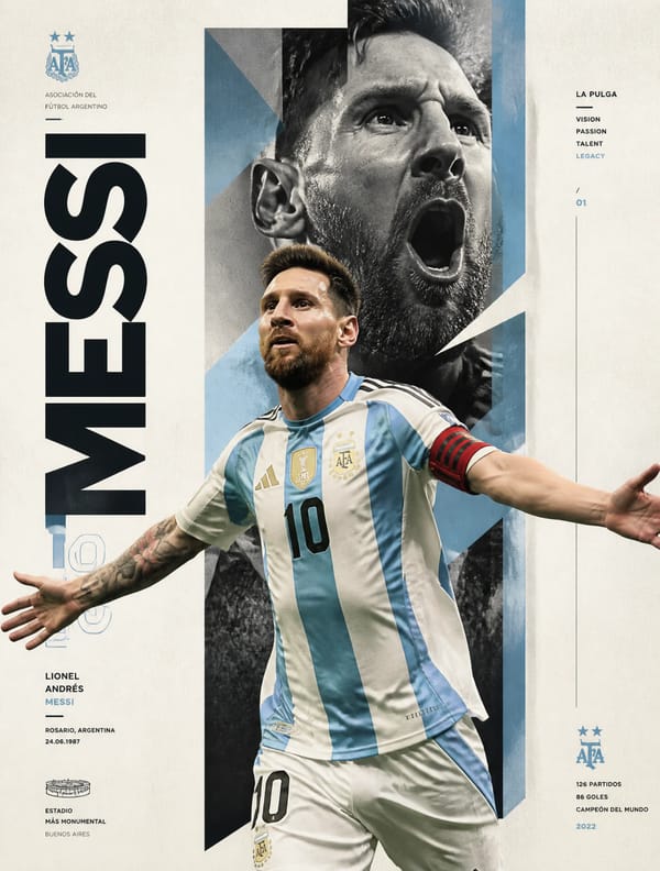 Create an ultra-premium sports poster featuring Lionel Messi in a contemporary editorial style. Use… prompt example