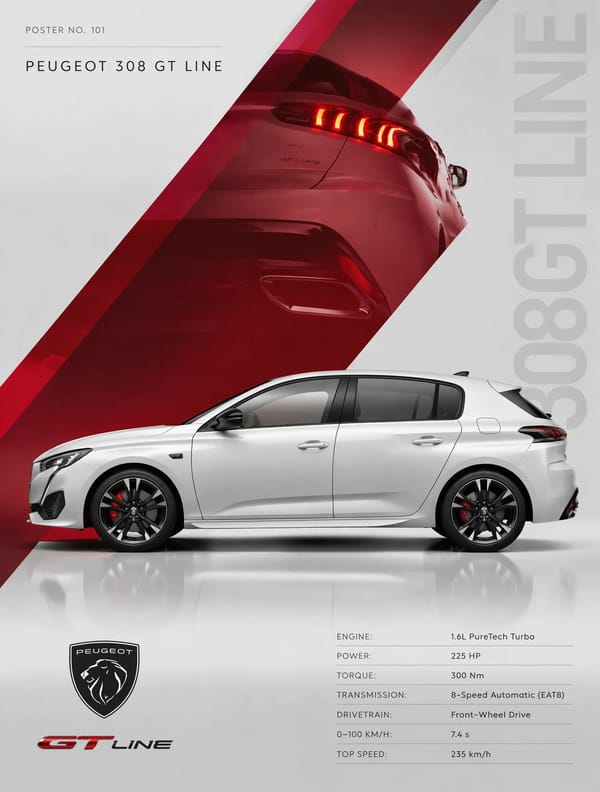 use the new peugot logo not the ancient one and change the GTline text make it more modern and beau… prompt example