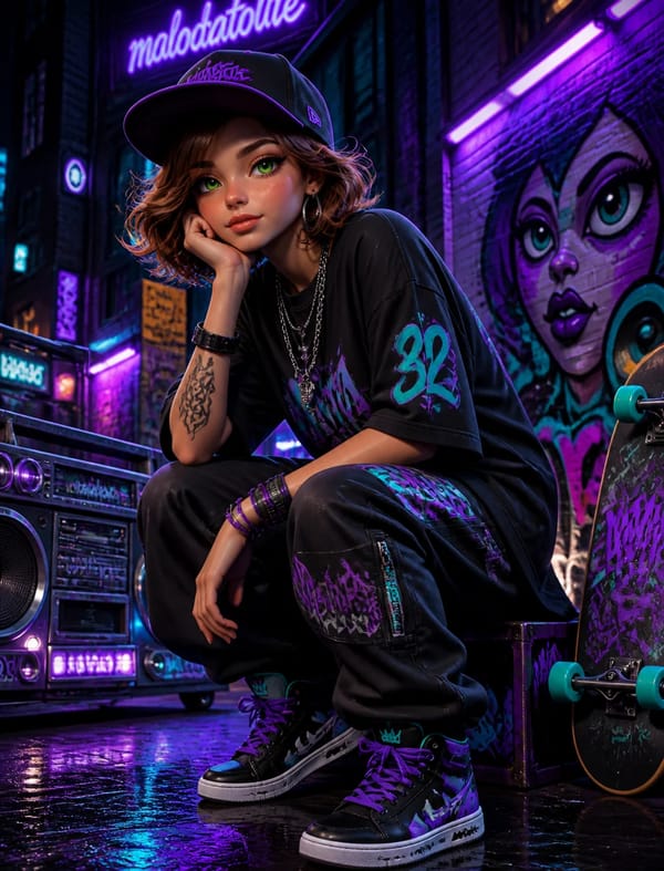 Prompt:Ultra-detailed 3D animated illustration urban Hip Hop style, 8K Cinematographic Quality.…