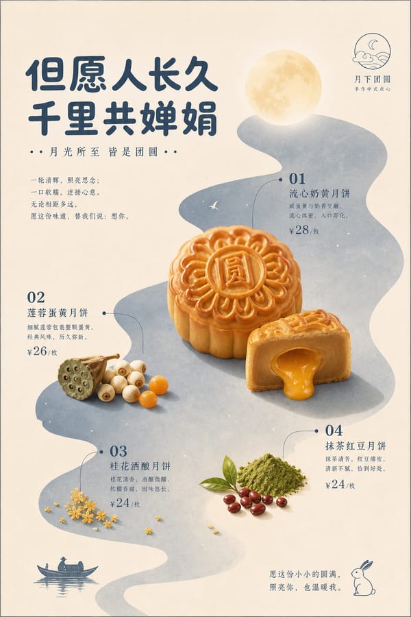 围绕具体主题内容生成一张竖版高质量印刷视觉，整体像克制而亲切的品牌菜单页。画面先建立大面积温暖纸色底，保留宽松边距和可呼吸的空白；再从主题的来源、路径、材料关系或情绪温度中推导出一块软边不规…