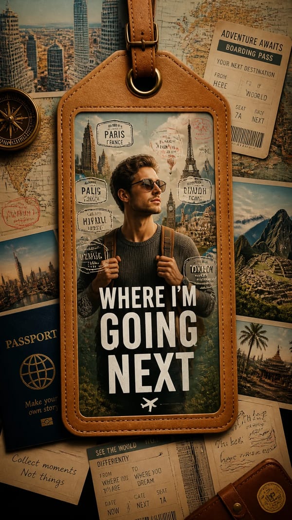 A premium 9:16 travel advertising poster.Main Subject: prompt example