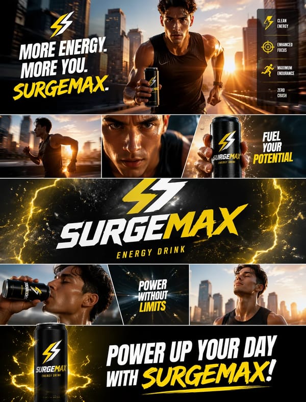 Create an ad for a new energy drink. Scene: A young athlete running through a vibrant city at s…