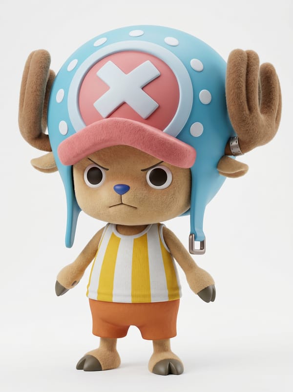 Tony Tony Chopper from One Piece features a high-quality 3D vinyl toy. The attached photo serves as… prompt example