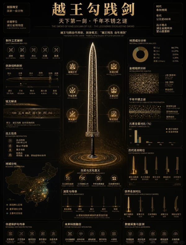 根据参考图做一张关于越王勾践剑的信息可视化 prompt example