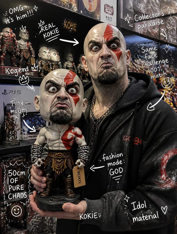 Use the attached reference photo only for identity reference.Create an ultra-realistic collectible… prompt example