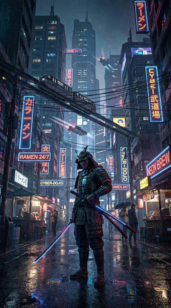 The Neon Samurai prompt example