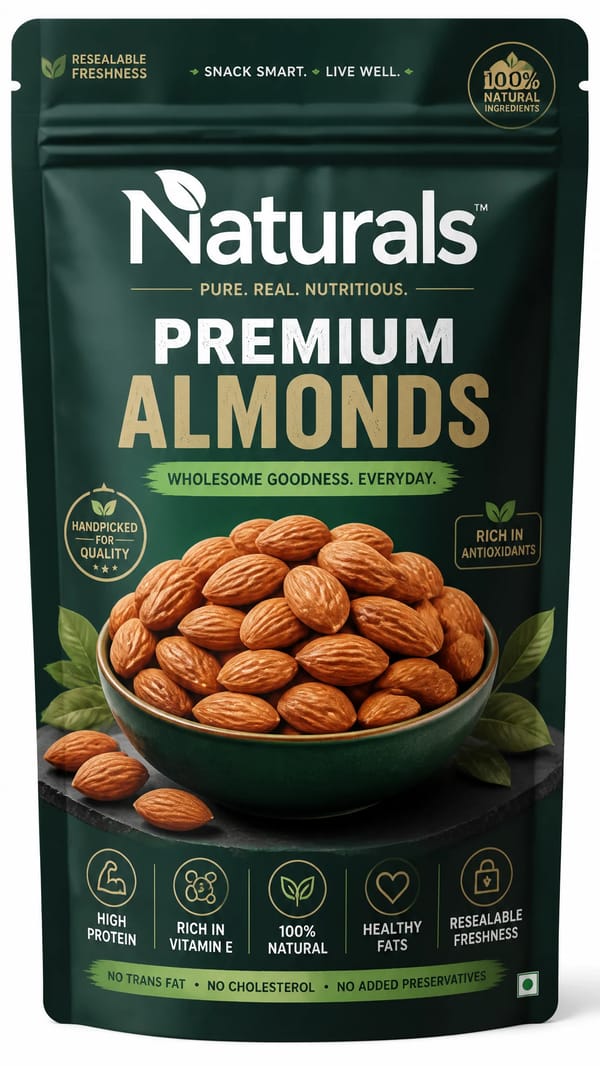Create a distinctive packaging concept for a premium healthy snacking brand named Naturals, des…