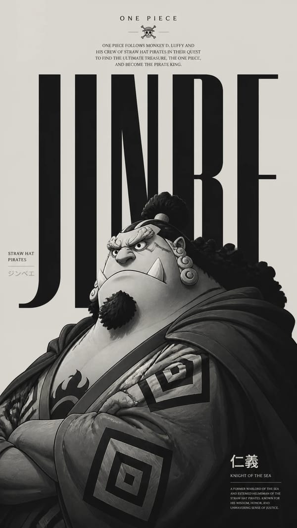 Minimalist editorial poster design featuring **[character name]** from **[franchise]**. Large m…