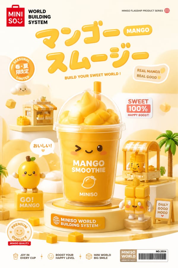 [芒果冰沙] × MINISO WORLD BUILDING SYSTEMCenter:the hero product generated from [SUBJECT]Subject:di…