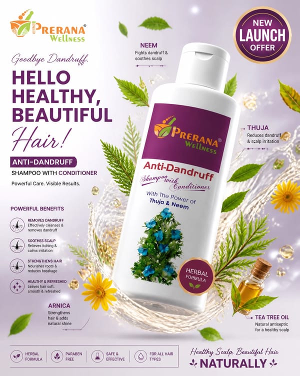 Create a premium commercial advertising poster for [anti dandruff shampoo with conditioner].Bra…