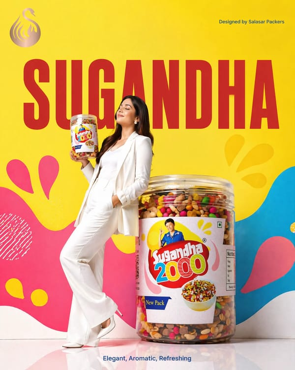 the women standing should not hold the kfc product, she should hold the sugandha product only.…